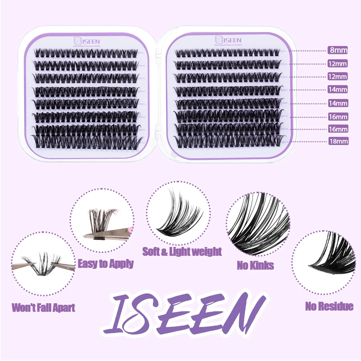 Conjunto de extensão de cílios diy, diferentes estilos, aparência natural, 8-18mm, com removedor de ligação e vedação, pinça portátil, conjunto de viagem