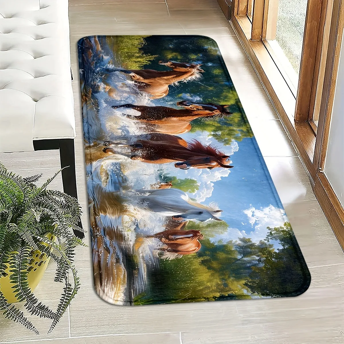 

1PC Horse pattern Kitchen Rugs Non-Slip Door Mats Pop arts design Living room Rugs Bath Mat Carpet for Home Sink Laundry Decor