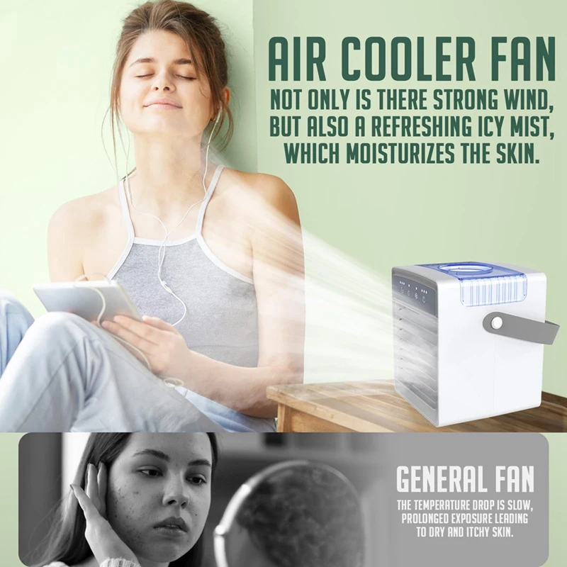 Compact USB Portable Air Conditioner, Evaporative Mini Cooling System With Mist For Rooms And Vehicles