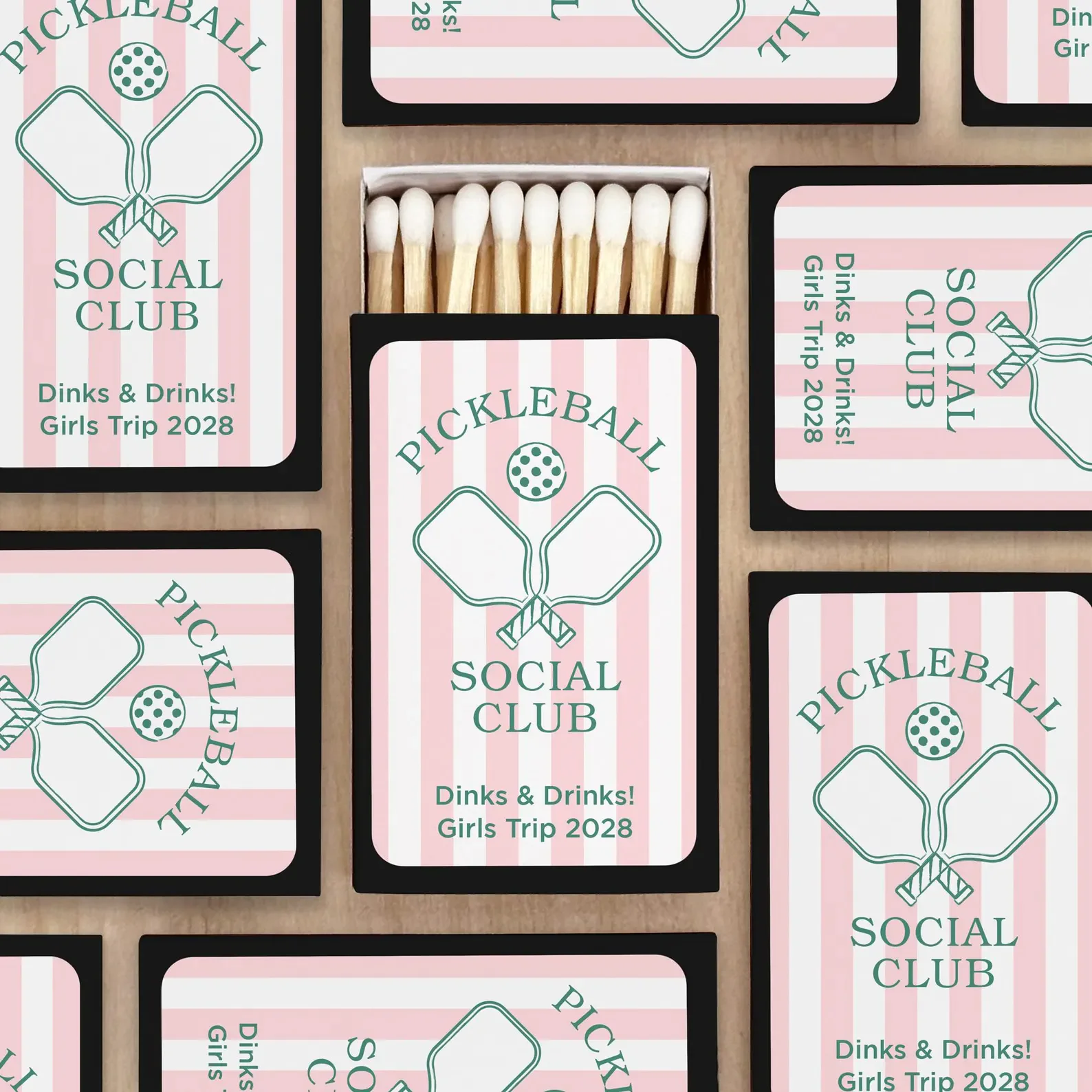 

Изготовленные на заказ коробки для матчей, свадебные матчи, матчи для девичника, изготовленные по индивидуальному заказу, это идеальный вариант, вечеринка Pickleball