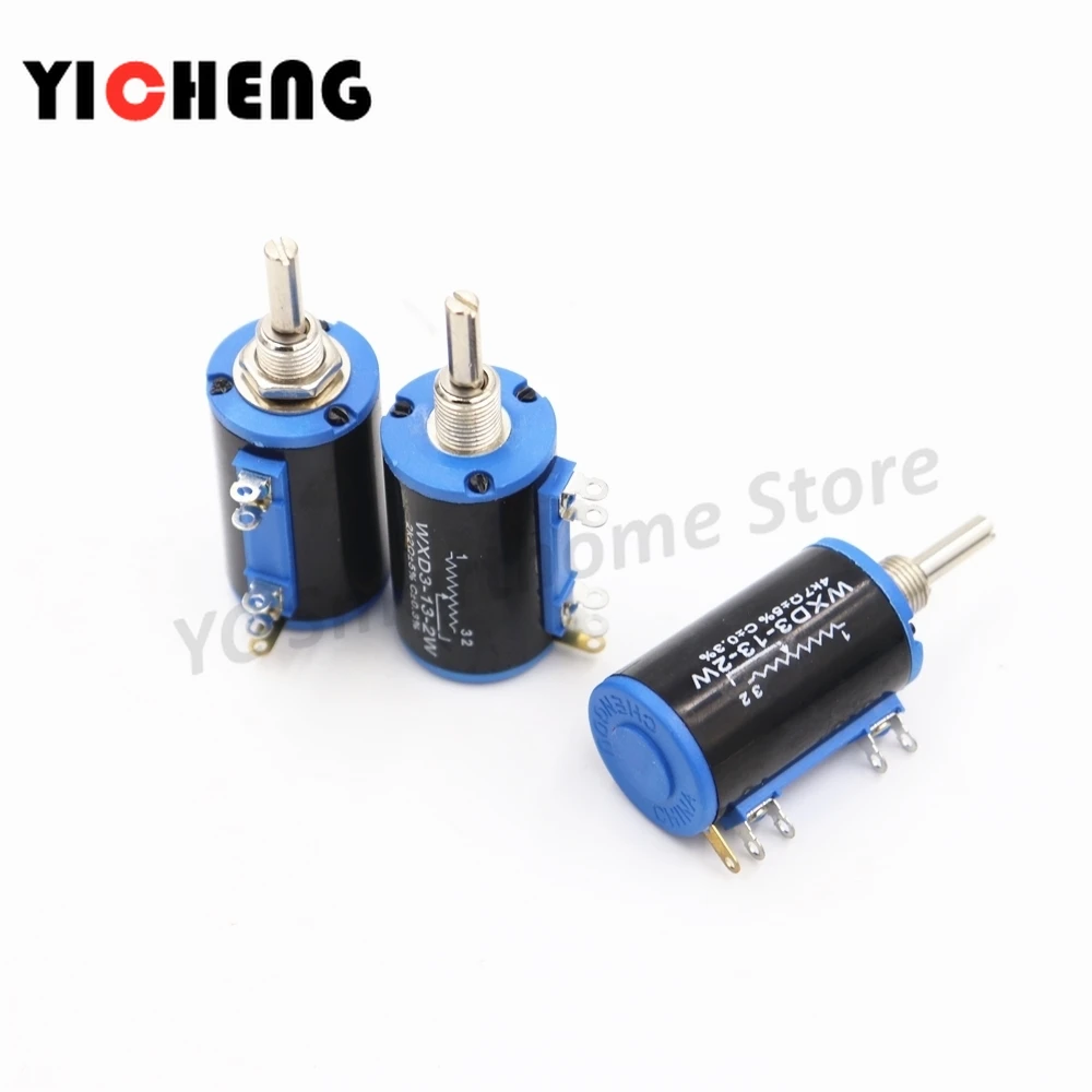 2 قطعة WXD3-13-2W الدقة متعددة بدوره الجهد سلك الجرح انزلاق مقاومة متغيرة ، تدوير ، يشعر جيدة ، مقبض تبديل