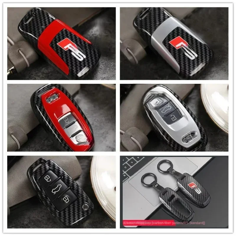 Suitable for Audi Key Shell RS Key Cover Key Case Carbon Fiber Modification Keychain