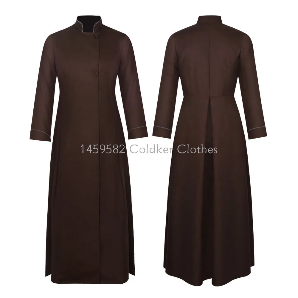 

Men's Priest Costume Pastor Robe Roman Cassock with Stand Collar Halloween Carnival Party Uniform Suit