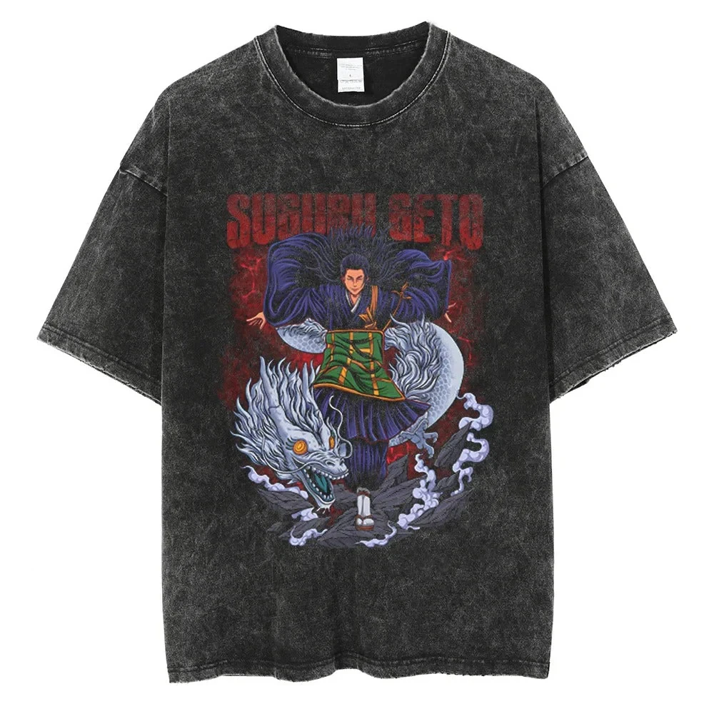 

Jujutsu Kaisen Gojo Satoru Anime Graphic T-shirt 2026 Summer Men Casual Cotton Short Sleeve Black Tee