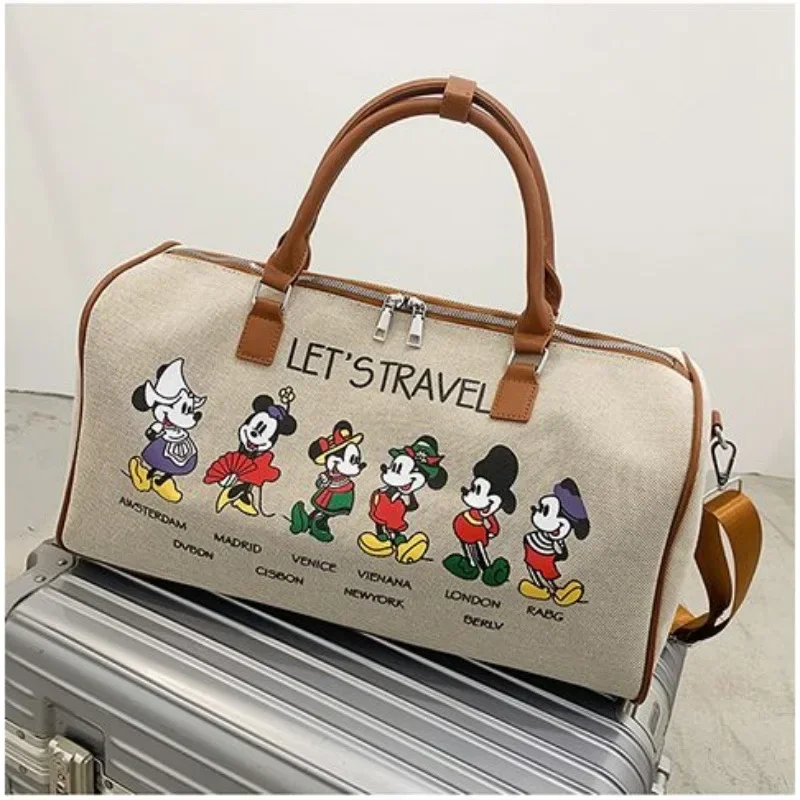 Disney\'s New Cartoon Mickey Lady Handbag Large-capacity Multi-function Canvas bag Fashion All-match Lady Messenger Bag