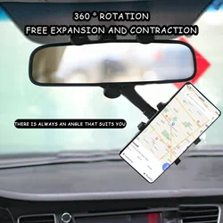 Car Phone Holder Rearview Mirror Mount Car Phone Bracket Navigation GPS Stand Foldable Adjustment Holder Cell Phone Support