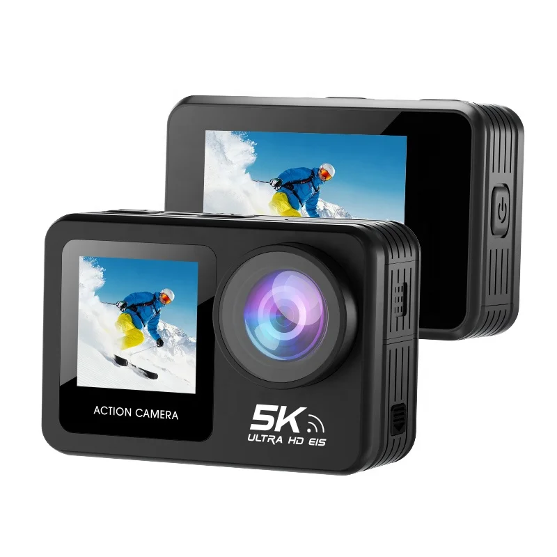 Mini caméra de sport 4K 5K 60fps EIS, étanche, écran tactile pour touristes, avec accessoires