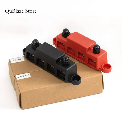 12V Power Distribution Bus Bar Block With Cover M8 M10 High Current Terminal Studs For Truck Boat Car Camper RV 10 best sales 12v terminal - №7