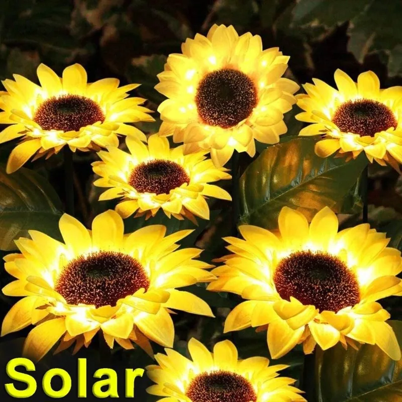 Solar Simulation Sunflower LED Garden Courtyard Lawn Night Light Landscape Light Home Decoration Flower Floor Lamp