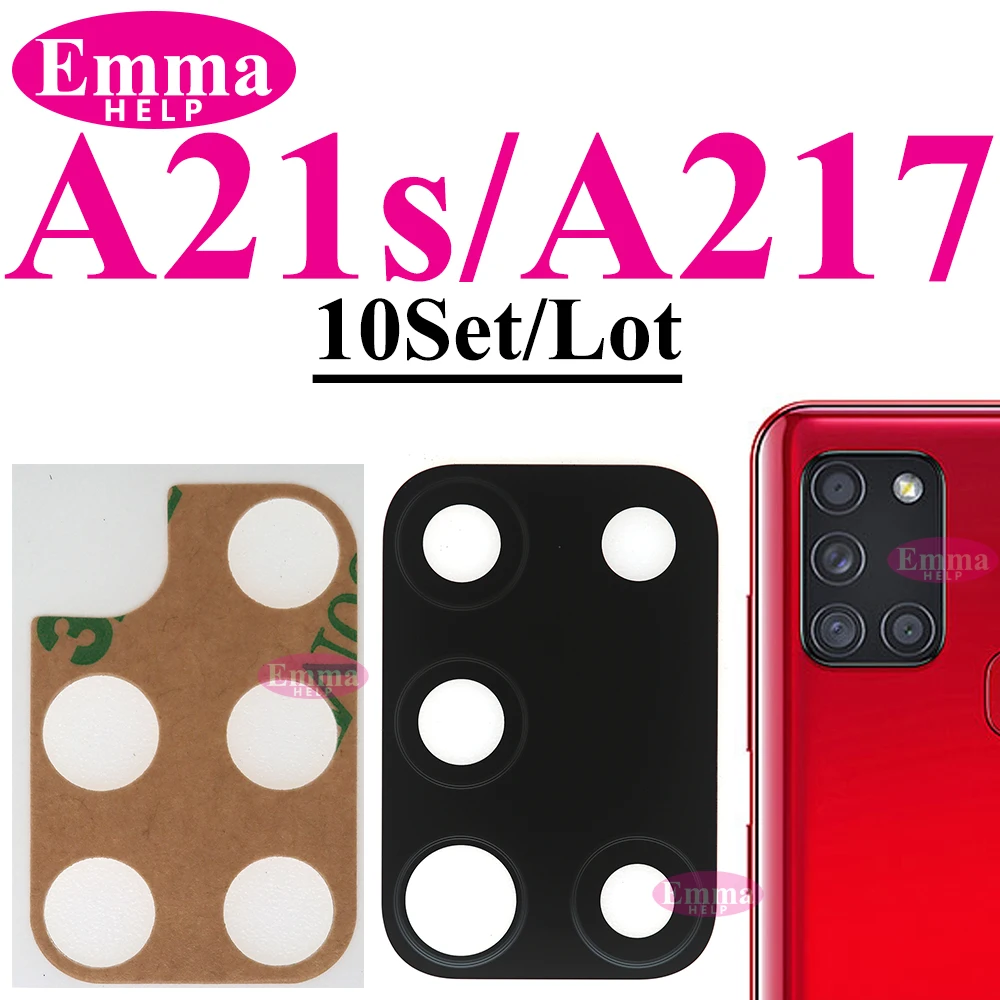 10 sztuk tylnych szklanych obiektywów aparatu z samoprzylepną naklejką do Samsung A20 A30 A50 A70 A11 A21 A31 A41 A51 A71 A70s A21s A30s