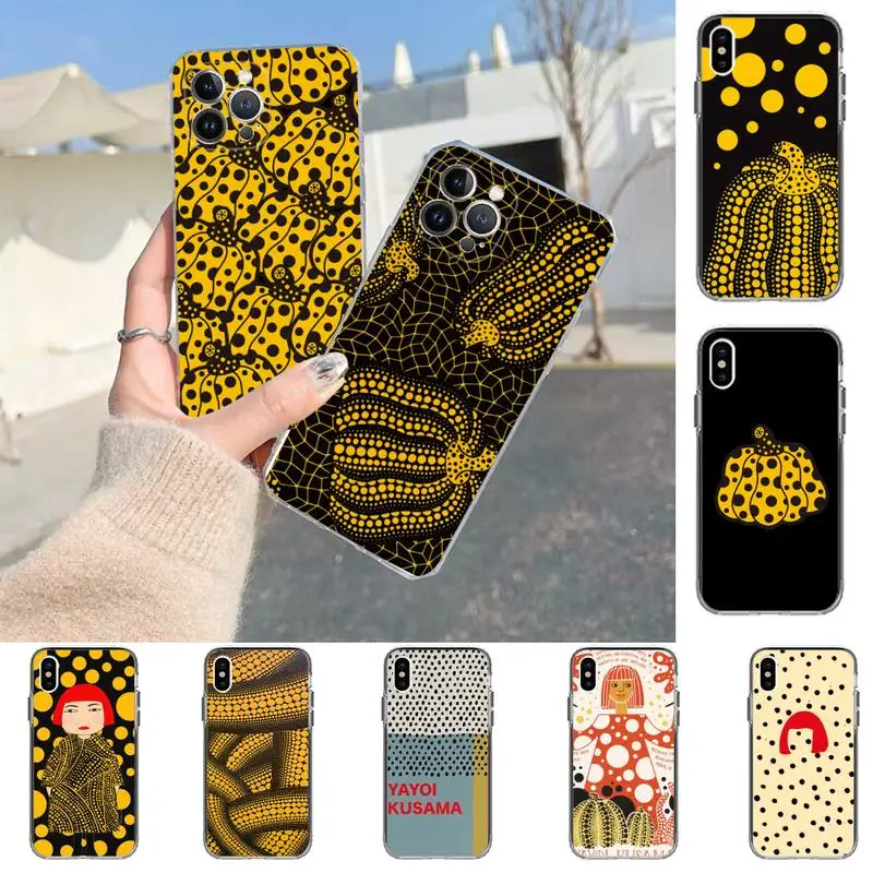 TOPLBPCS Yayoi Kusama Pumpkin Phone Case for iPhone 11 12 13 Mini Pro Max 8 7 6 6S Plus X 5 SE 2020 XR XS Case shell