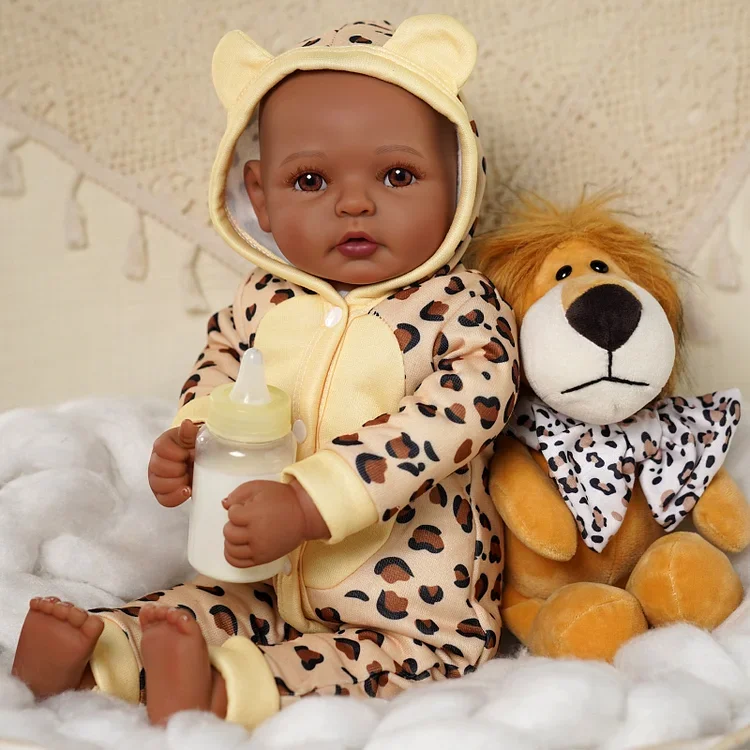 17 Inch Reborn Dolls Realistic Reborn Baby Dolls Lumi African American Infant Girl Soft Cloth Body