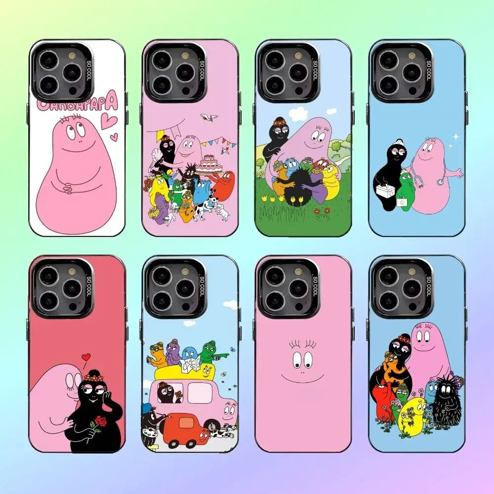 

Cartoon B-Barbapapa Phone Case For iPhone17,16,15,14,13,12,11 Plus,Pro Max Colorful Silver Back Phone Case