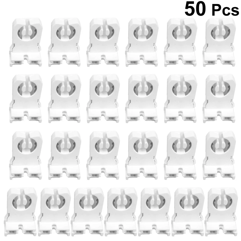 50Pcs Non-Shunted Durable Lamp Holder White Socket Easy Install for Home Office Bedroom Fluorescent Light Fixtures