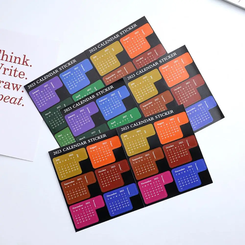 2 Pcs/Set Practical Disposable 2023 Calendar Index Label Notebook 2023 Calendar Index Label 2023 Calendar for School