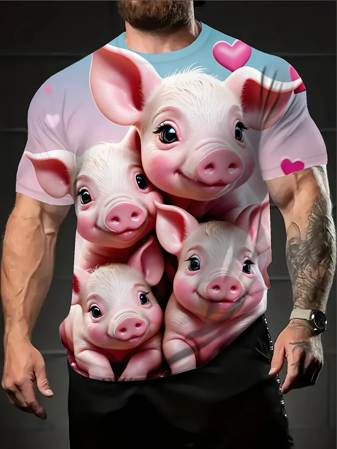 

Funny Cartoon Ai Pig 3d Print Men's T Shirt Casual Short Sleeve Fashion Streetwear Male Clothing Unisex Crew Neck T-Shirts