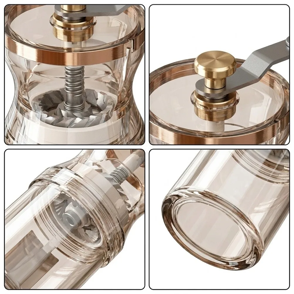 1 Piece Portable Manual Coffee Grinder Hand Crank Adjustable Burr Mill For Home Camping Travel Brewing Kitchen Tool