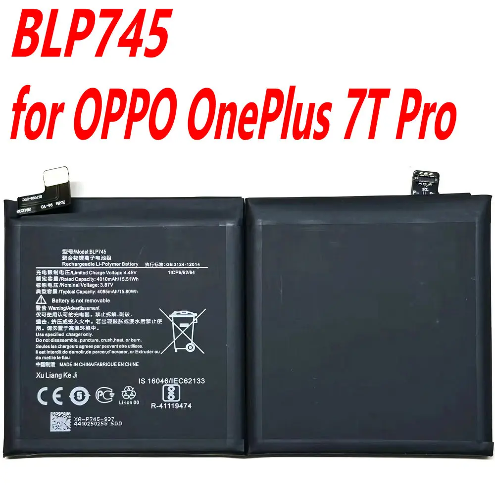 New 3.87V 15.51Wh BLP745 High Capacity Battery for OPPO OnePlus 7T Pro HD1911 HD1913 Mobile Phone