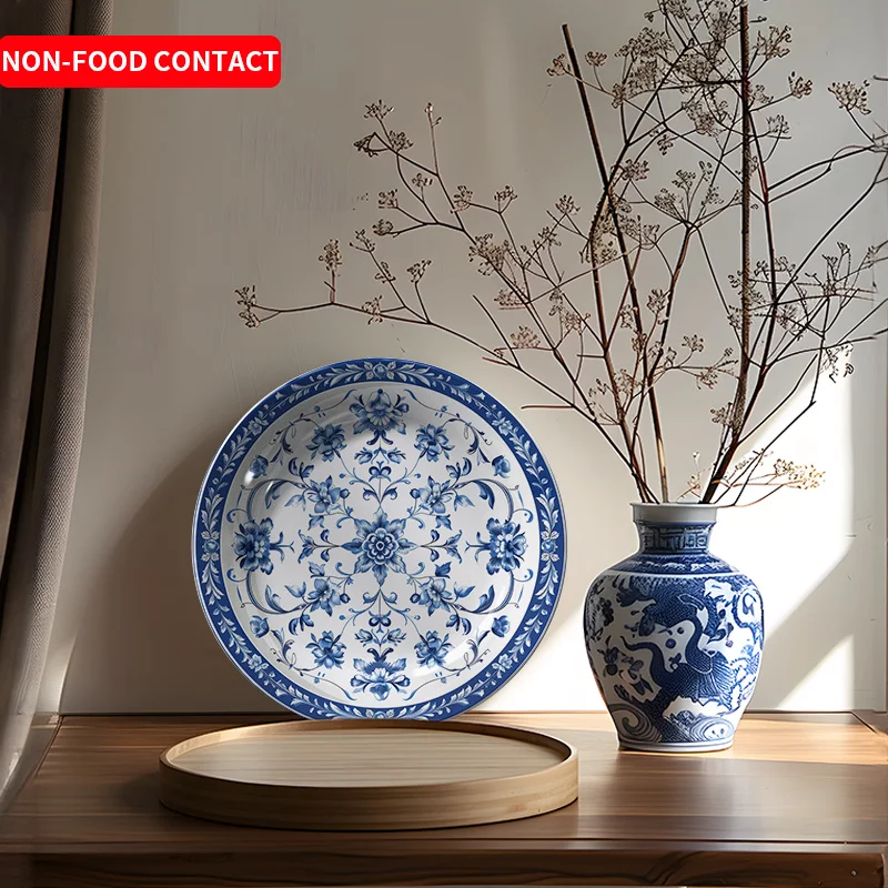 1 Exquisite Blue And White Porcelain Decorative Plate, a Vintage Chinese Art Piece with Floral Patterns, Suitable for Home Wall
