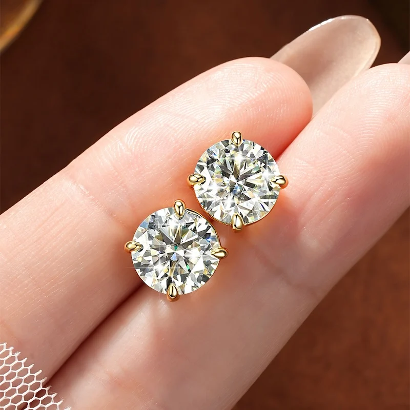 Rrjzz Solitaire Round D-Color 3mm-9mm Moissanit-Ohrstecker für Männer und Frauen 0,1CT-3CT Laborgezüchtete Diamantohrringe GRA Schmuckgeschenke – Detail 8