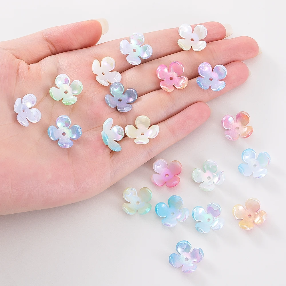 Perles en plastique en forme de fleur de couleur mixte, 14.5mm, pour Bracelet à bricoler soi-même, entretoises de fleurs, fabrication de bijoux, fournitures de perles d'espacement amples, 50 pièces