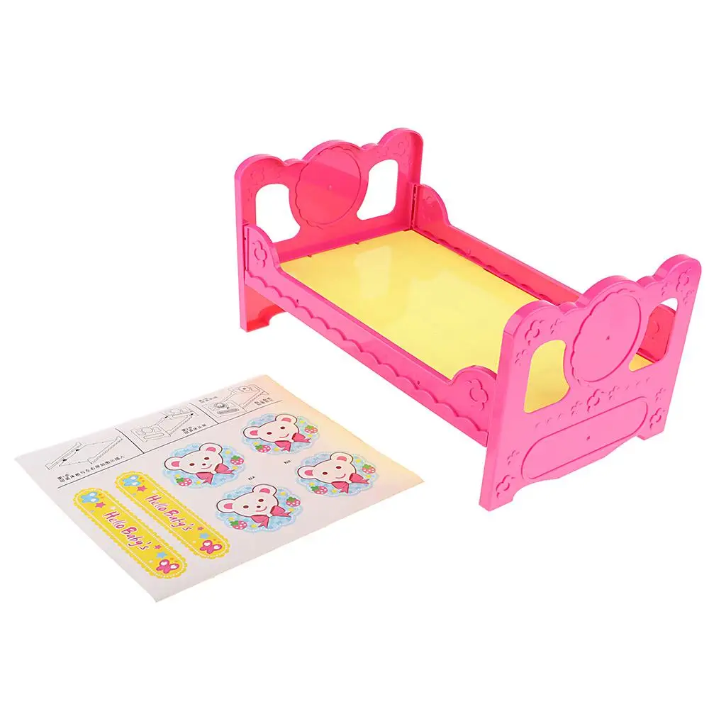 

Mellchan Doll Accessories Red Single Bed Miniature Dollhouse Furniture for Baby Girl Playroom