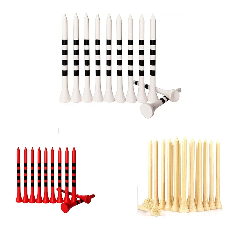 Golf Tees, 100 Packs Of 83Mm Golf Tees, Professional Natural Bamboo Golf Tees, Durable & Stable Tee System