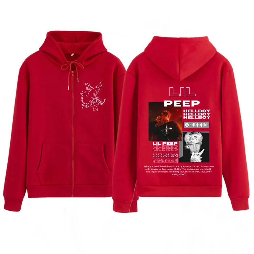 Felpe con cappuccio Rapper Lil Peep Hellboy Crybaby Felpe con cerniera Uomo Donna Moda Hip Hop Zip Up Cappotto con cappuccio punk gotico oversize