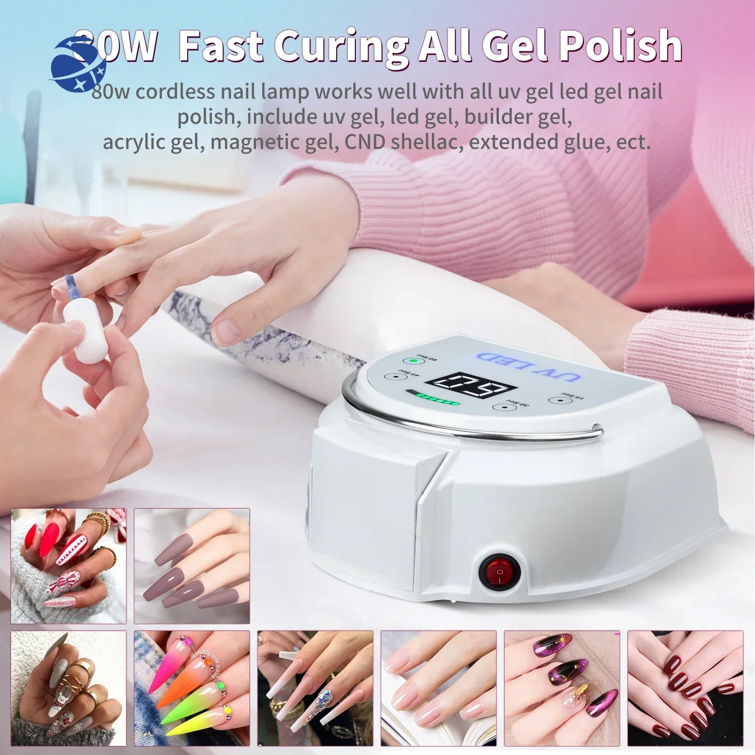 GELPAL Classic style led uv nail lamp bling rhinestone led nail lamp professional nail kit and uv lamp for salon use or home use