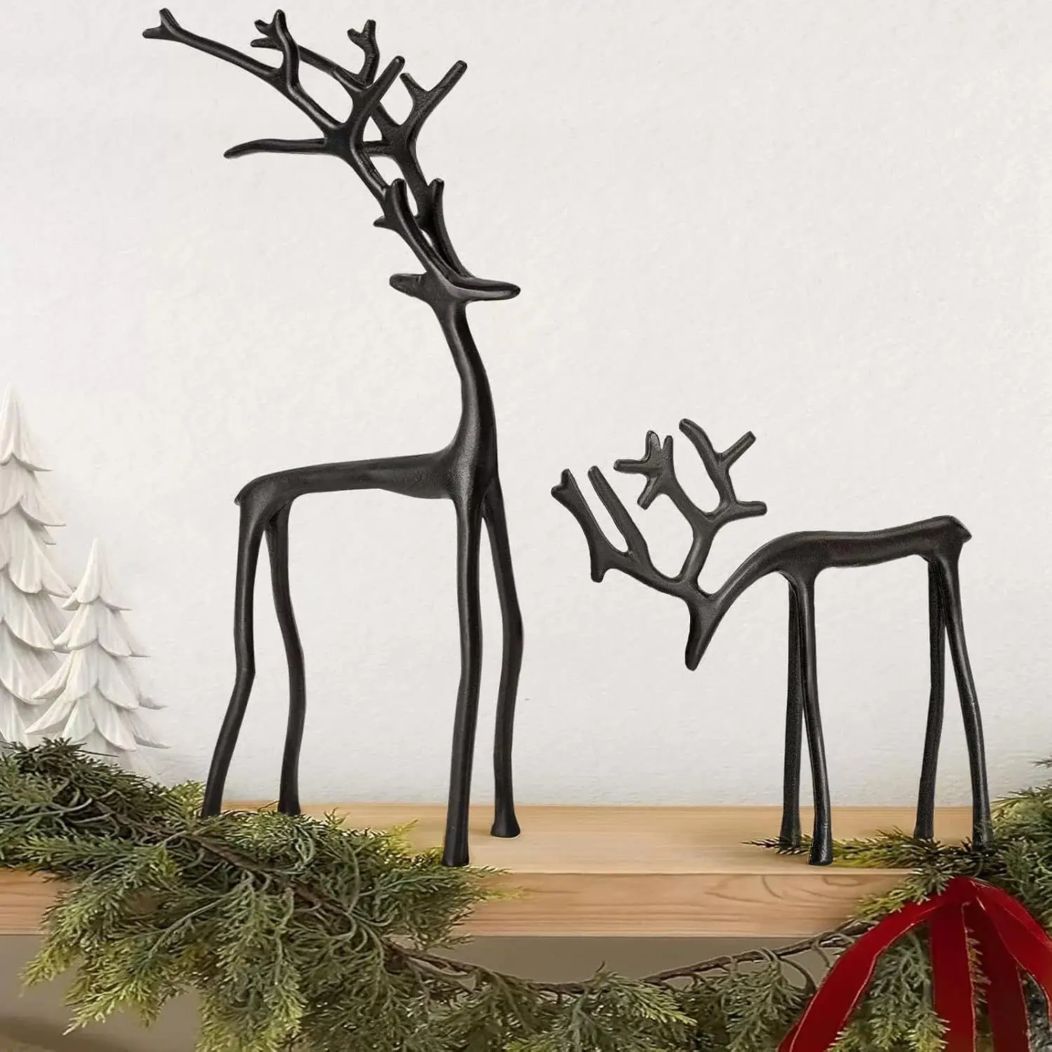 

Reindeer Statue Set of Two, Christmas Decoration Ornament, Festive Holiday Decor, Perfect Xmas Gift, Home & Office Accent