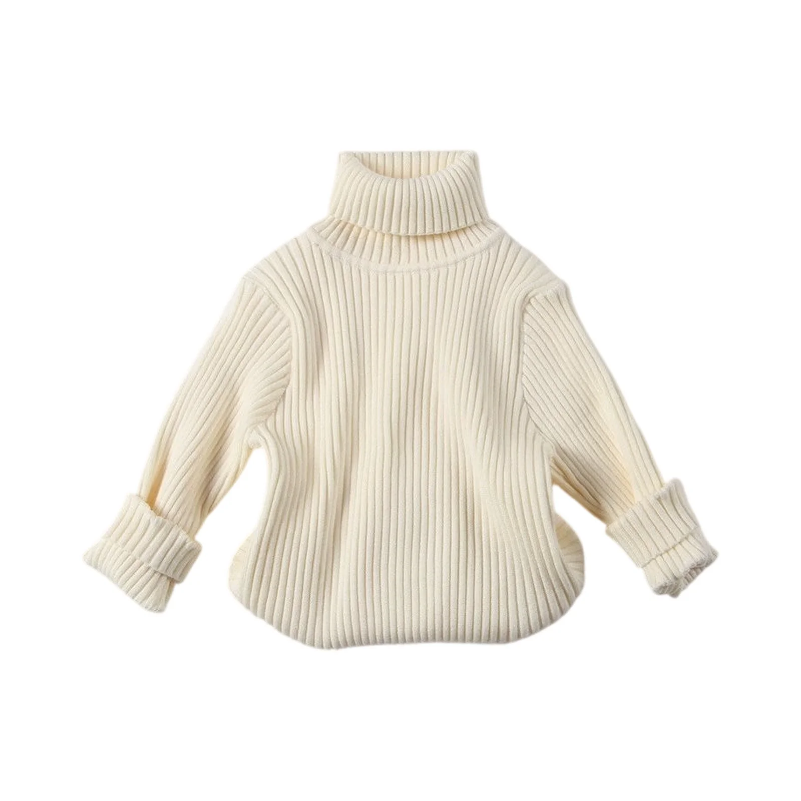 

Детский вязаный свитер с высоким воротом, повседневный свободный пуловер для малышей, мягкий хлопковый топ с длинными рукавами, уютная зимняя одежда для дома