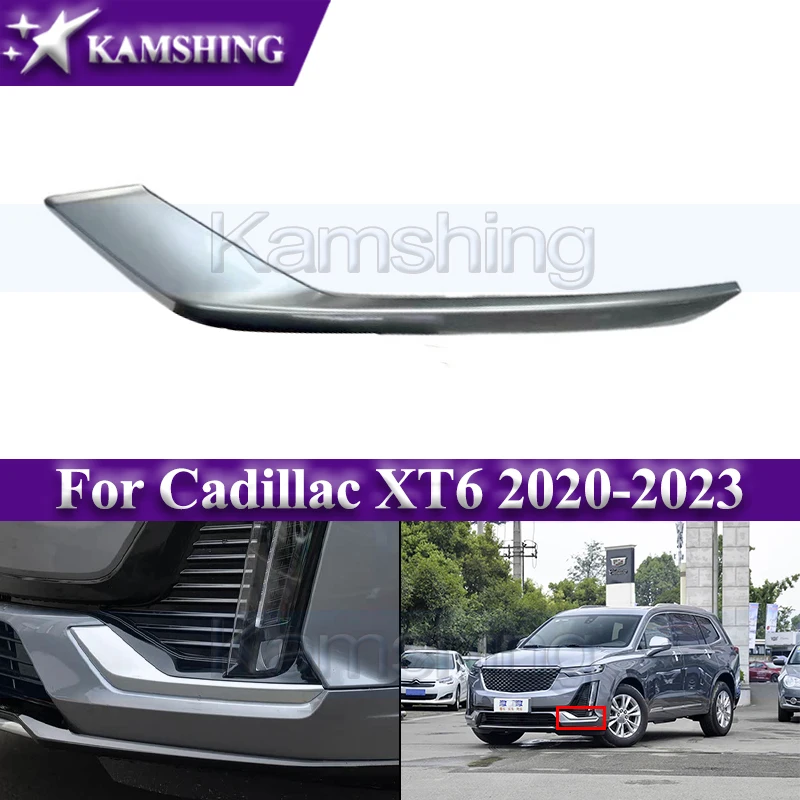 Kamshing Front Bumper Trim Strip For Cadillac XT6 2020-2023 Foglight Bright Strip Front Bumper Lower Decorative Strips