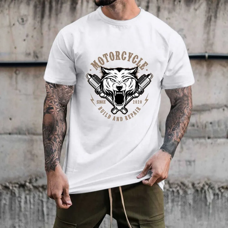 Cool Motorcycle - Themed Wolf Head Heat - Transfer White Ink Iron - on Patch, Trendy Street - Style Decor for T - Shirts &