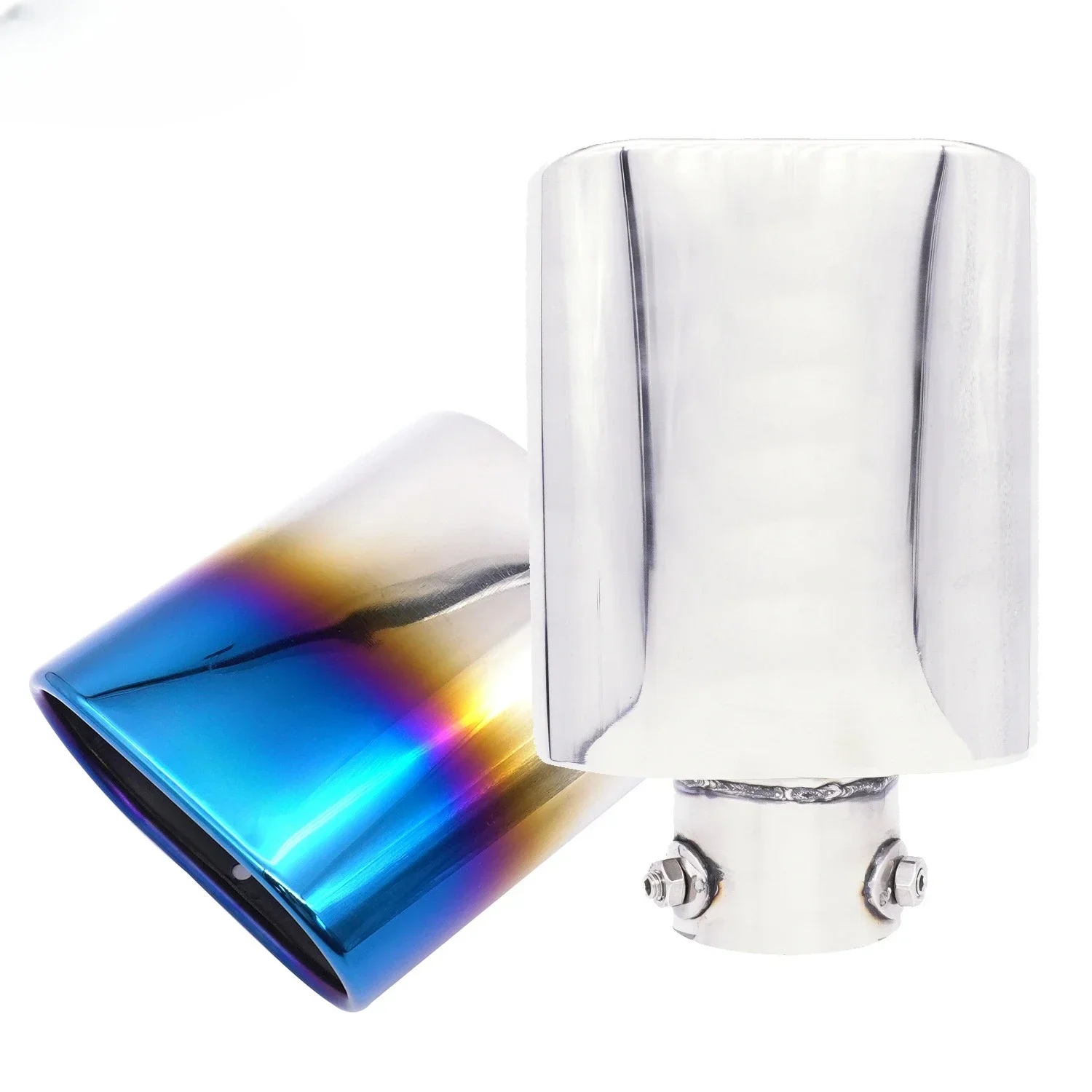 

Car modification tail throat square mouth stainless steel exhaust pipe 63MM baked blue silencer universal decorative accessories