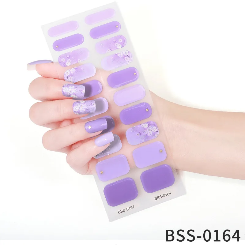 Autocollants pour ongles en gel semi-durci, 20 conseils, photothérapie, cuisson, style INS, couverture complète, décalcomanies