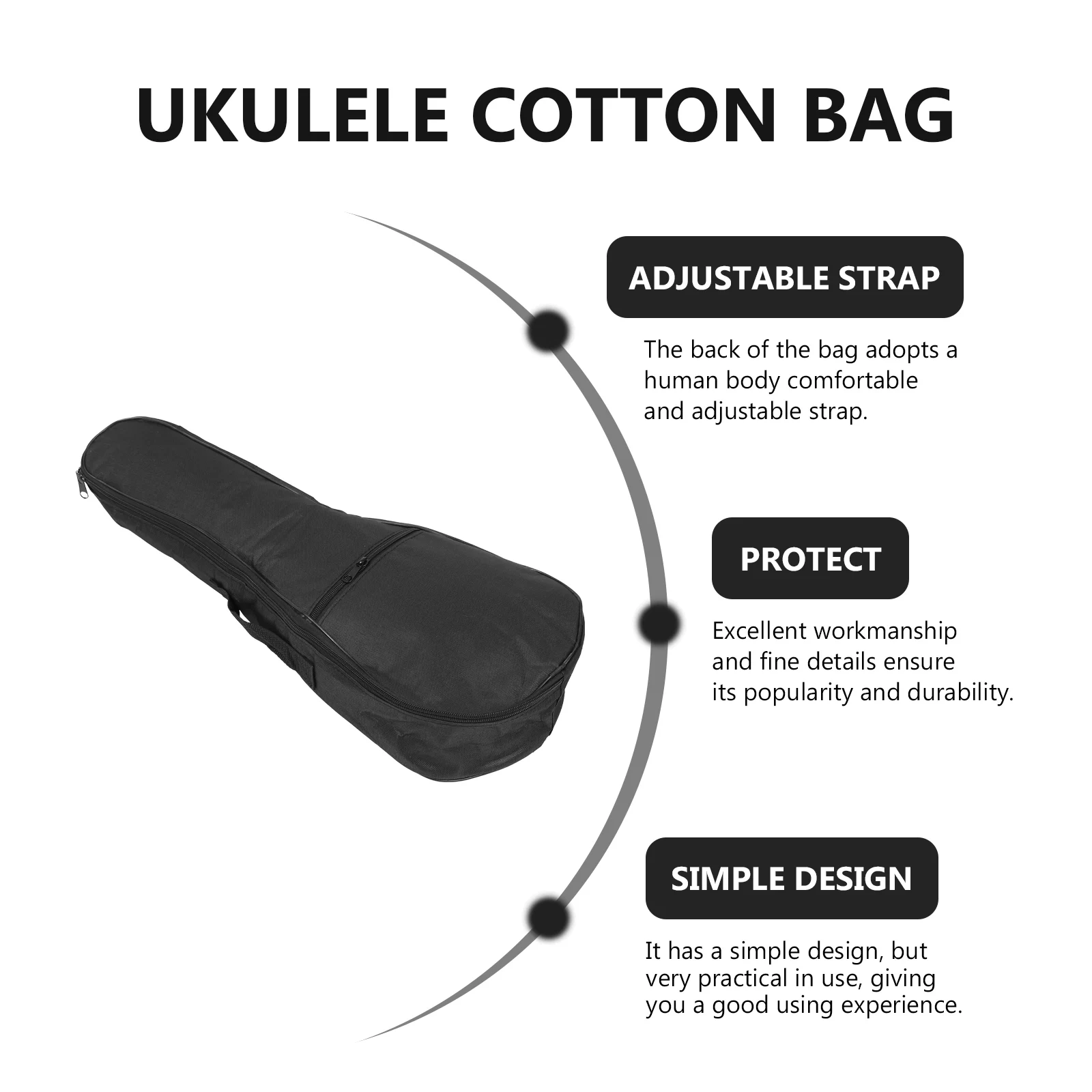 

1pc Ukulele Bag Oxford Cloth Waterproof Portable Musical Instrument Pouch Black Thickened Carrying Case Storage Organizer For