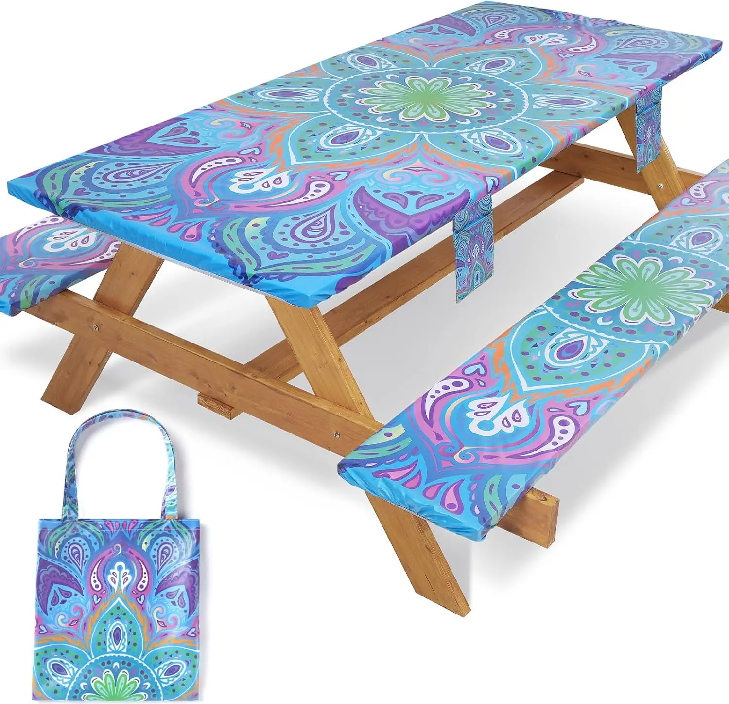 

Waterproof Picnic Table Cover with Bench Covers for 6ft Tables, Outdoor Camping Essentials