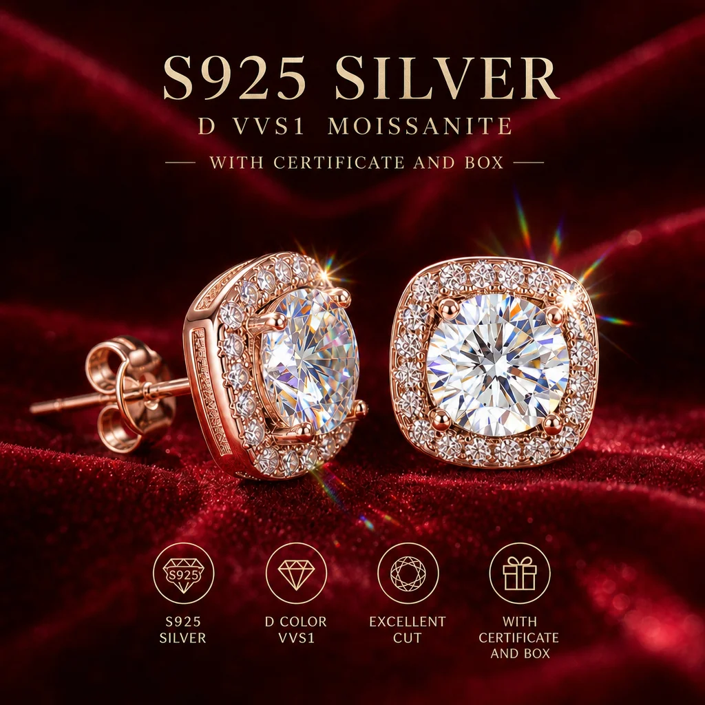 Roségoldfarbene D VVS 18K Gold 1,0ct Moissanit-Ohrringe 925 Silber Mit GRA-Zertifikat Modischer Stil Besteht Diamanttest mit Teststift – Detail 5
