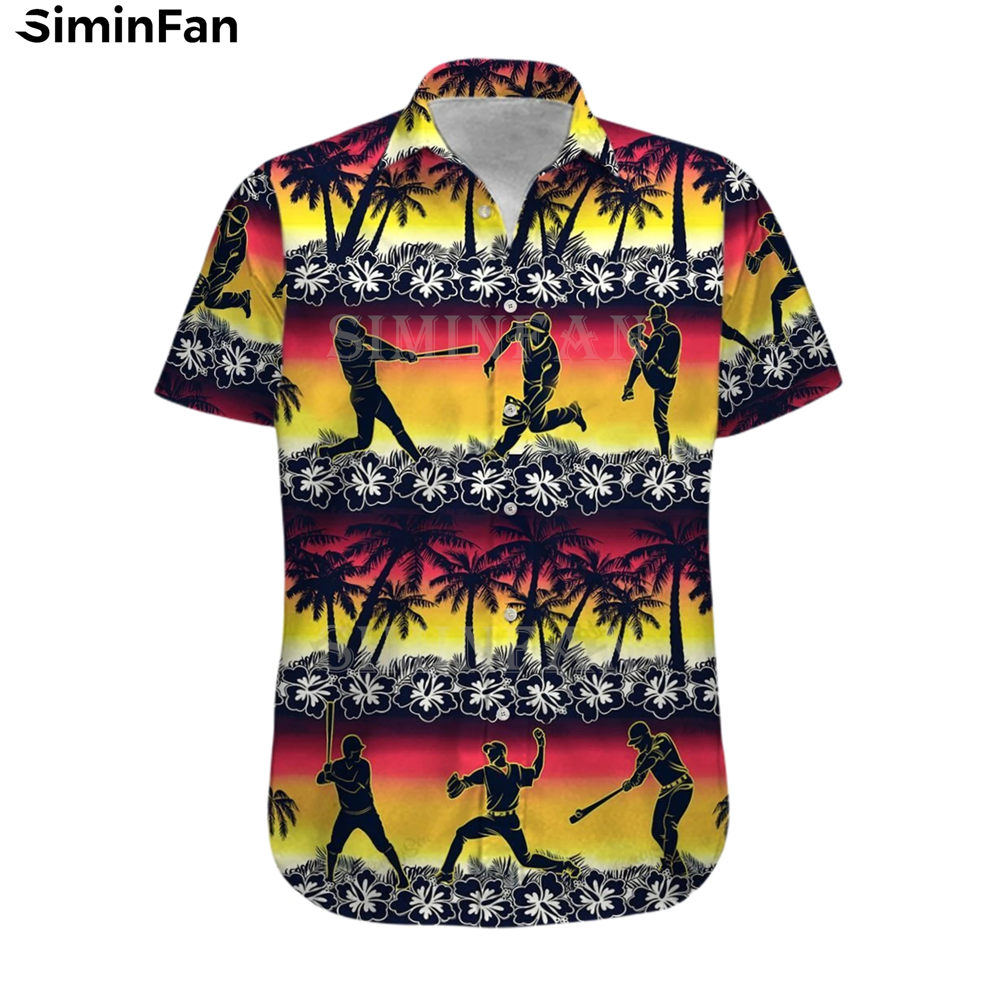 BASEBALL Coconut Tree 3D Printed Mens Hawaiian Aloha Shirts Summer Beach T-Shirt Guayabera Luxury Camisa Holiday Party Cuban Top