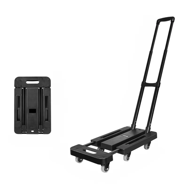 Portable Foldable Silent Pull Rod Trolley Versatile Hand Cart For Home Reloading Express Delivery Pickup Travel Luggage Carrying