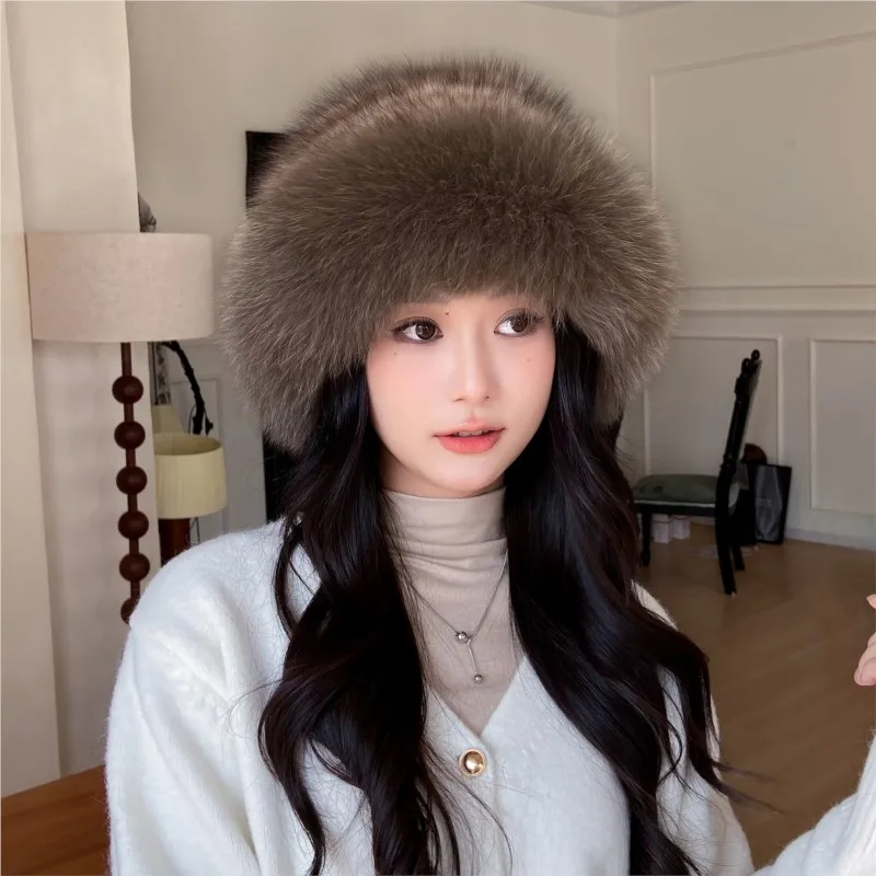 Purple fur hats are versatile for children to keep warm in autumn and winter Real fisherman small ear-protecting basin