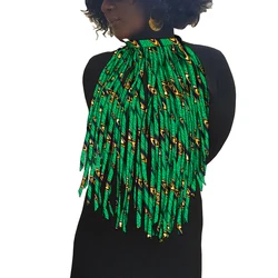 African Print Tassel Necklace for Women Traditional African Rope Necklace Triangle Ankara Fabric Cravat Ankara Jewelry Wyb711