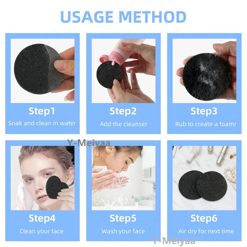 5/10/20 個黒丸型圧縮天然洗顔スポンジ角質除去フェイシャルパッド皮膚の角質除去と衛生上の利点のために