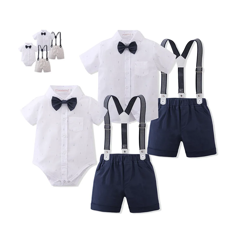 

Baby Boys Gentleman Suit Formal 1st Birthday Newborn Outfit One-piece Jumpsuit+Suspender Toddler baby Clothes