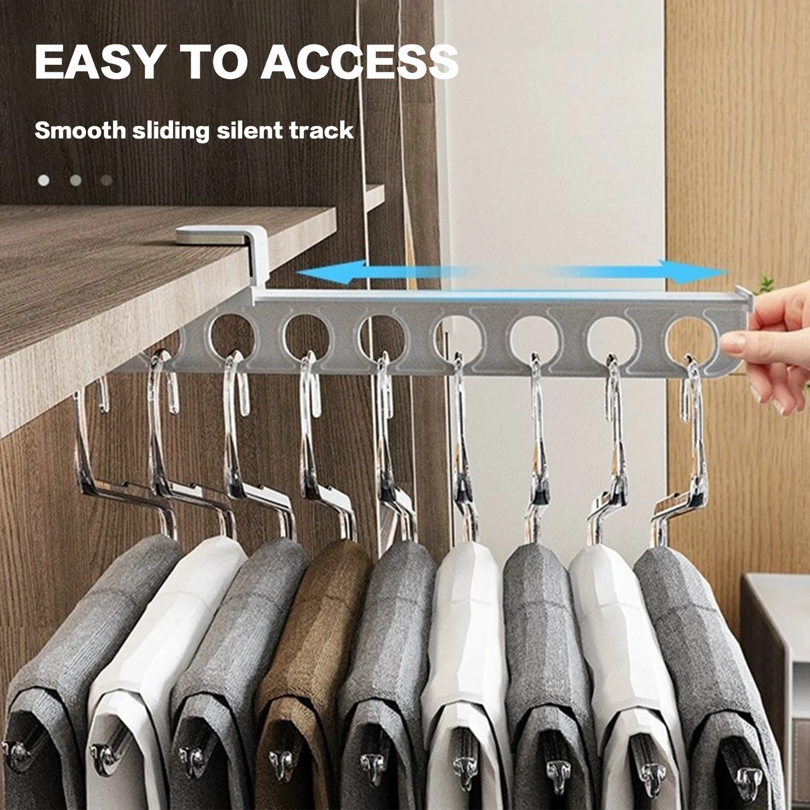 Retractable Wardrobe Clothing Rail Pull-Out Closet Valet Rod Adjustable Wardrobe Hanger Rack Bar for Pants Coat Towel Extendable