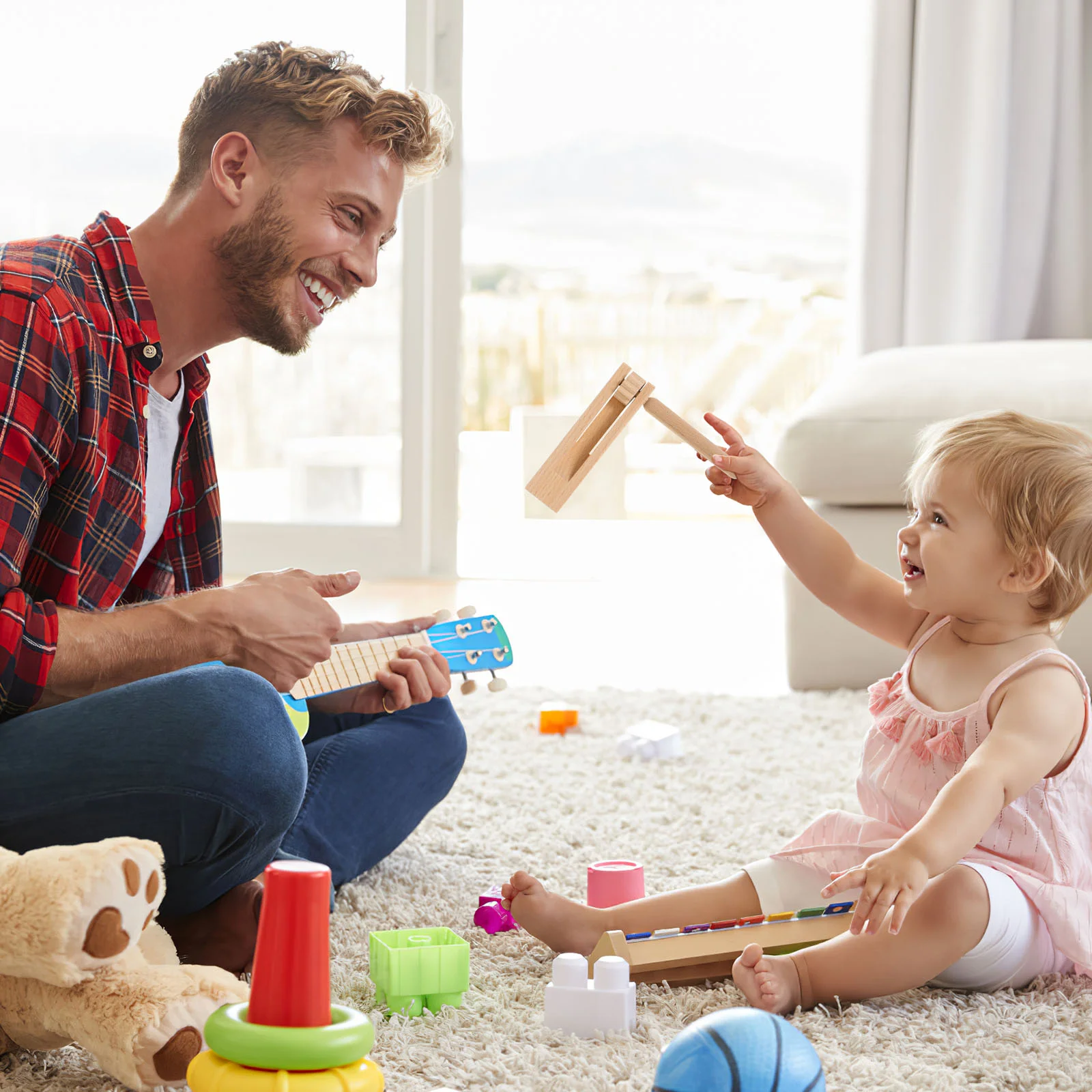 2 Pcs Shine Soundboard Child Spinning Toys Party Favors Wooden Puzzle Percussion