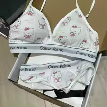 HelloKitty lingerie set kawaii MINISO Japanese girls cartoon print pure desire triangle cup lingerie bra set - AliExpress 26