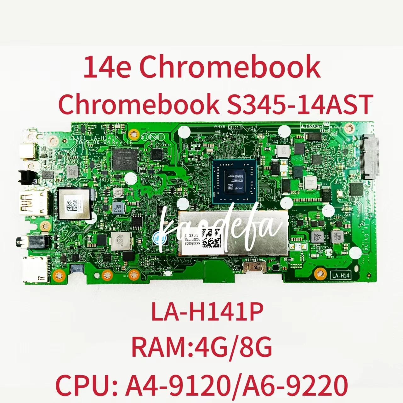 LA-H141P Mainboard For Lenovo 14e Chromebook/Chromebook S345-14 Laptop Motherboard A4-9120 A6-9220 4G 8G RAM CPU FRU:5B20Z4796