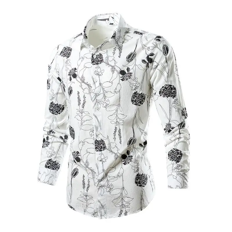 

2024 Spring Floral Shirts Men Fashion Single Breasted Shirt Long Sleeve Hawaiian Shirts Beach Blouse Men Button Up Camisas 6XL