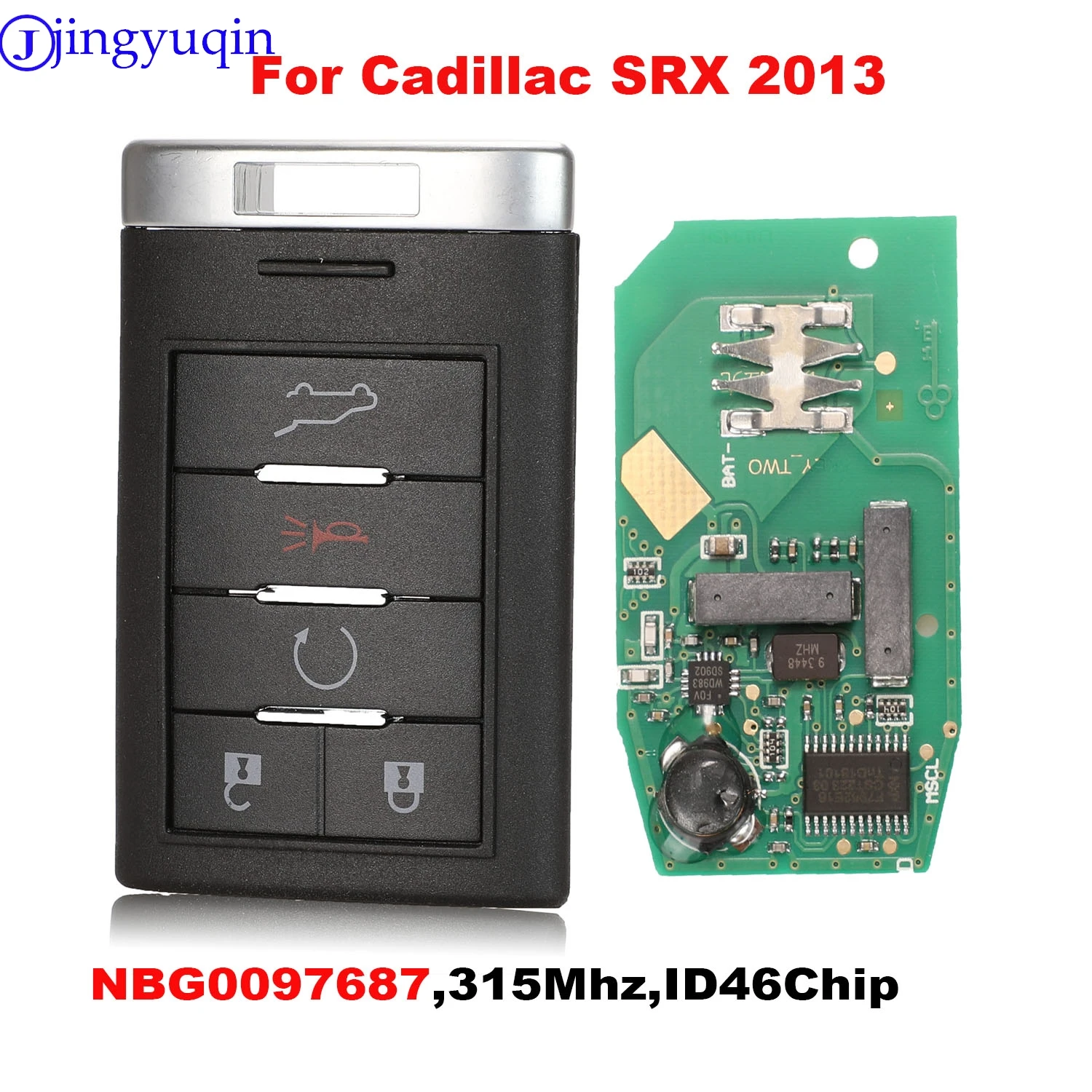Jingyuqin New Remote Car Key Shell Entry Fob 315/433Mhz NBG0097687 For Cadillac SRX CTS Coupe 2013 ID46 Chip